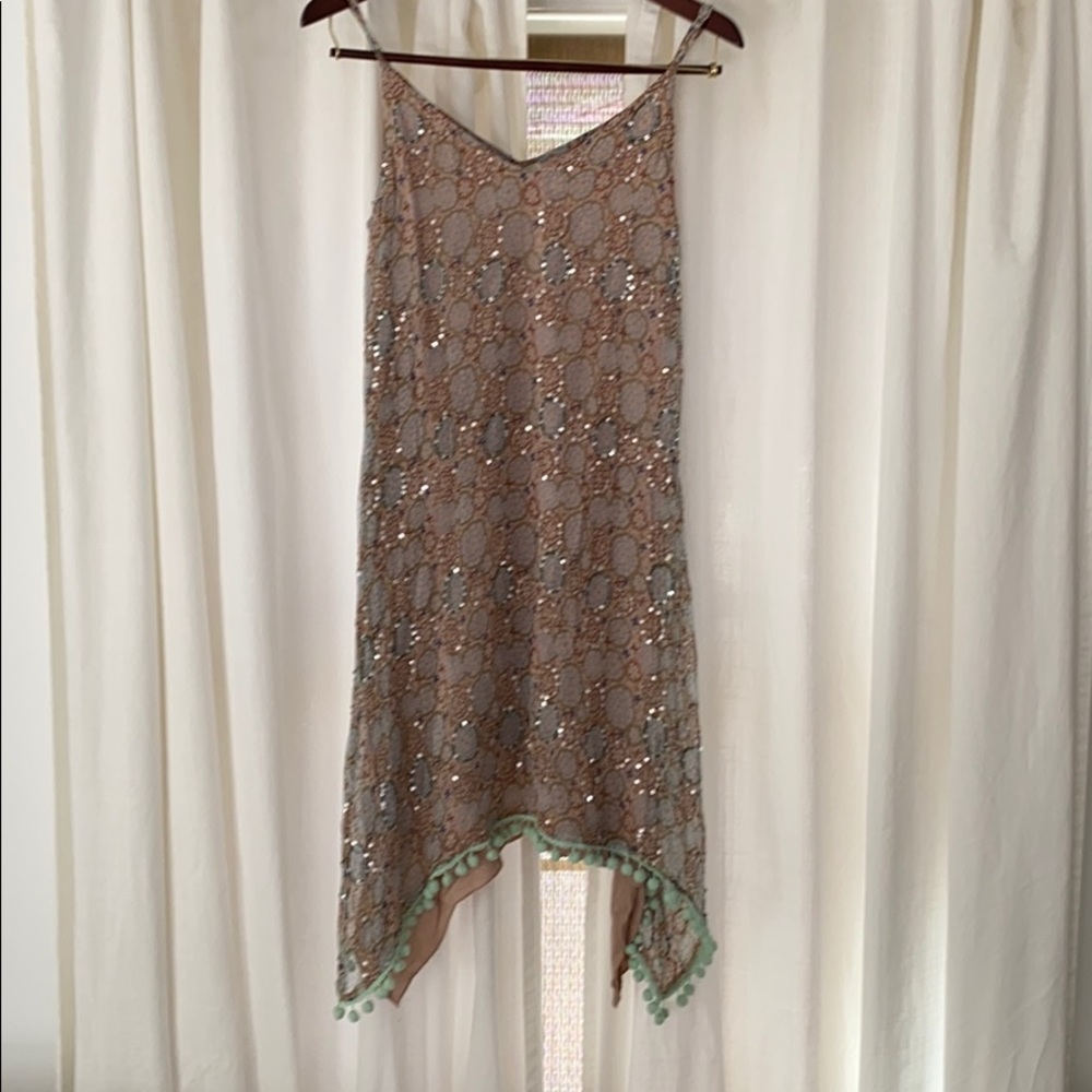 Anthropologie Raga embellished sequin slip dress